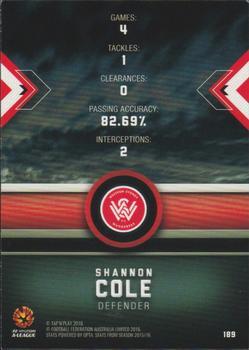 2016-17 Tap 'N' Play Football Australia - Gold Parallel #189 Shannon Cole Back