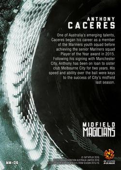 2016-17 Tap 'N' Play Football Australia - Midfield Magicians #MM-06 Anthony Caceres Back