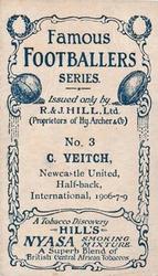 1912 R&J Hill Famous Footballers #3. Colin Veitch Back