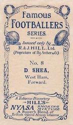 1912 R&J Hill Famous Footballers #8. Danny Shea Back