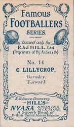 1912 R&J Hill Famous Footballers #14. George Lillycrop Back