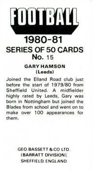 1980-81 Bassett & Co. Football #15. Gary Hamson Back