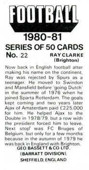 1980-81 Bassett & Co. Football #22. Ray Clarke Back