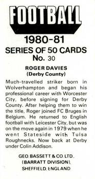 1980-81 Bassett & Co. Football #30. Roger Davies Back