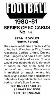 1980-81 Bassett & Co. Football #44. Stan Bowles Back