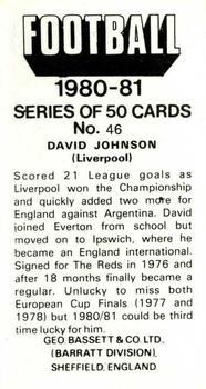 1980-81 Bassett & Co. Football #46. David Johnson Back