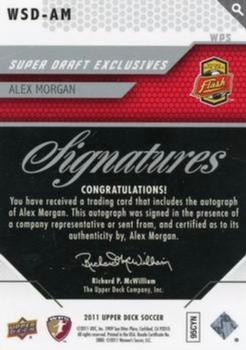2011 Upper Deck MLS - WPS Super Draft Exclusives Signatures #WSD-AM Alex Morgan Back