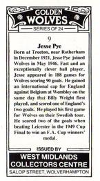 1989 West Midlands Collectors Centre Golden Wolves #9. Jesse Pye Back