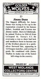 1989 West Midlands Collectors Centre Golden Wolves #10. Jimmy Dunn Back