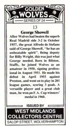 1989 West Midlands Collectors Centre Golden Wolves #13. George Showell Back