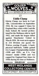1989 West Midlands Collectors Centre Golden Wolves #15. Eddie Clamp Back