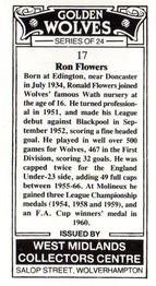 1989 West Midlands Collectors Centre Golden Wolves #17. Ron Flowers Back