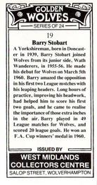 1989 West Midlands Collectors Centre Golden Wolves #19. Barry Stobart Back
