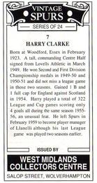 1993 West Midlands Collectors Centre Vintage Spurs #7. Harry Clarke Back