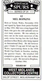 1993 West Midlands Collectors Centre Vintage Spurs #12. Mel Hopkins Back