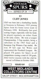 1993 West Midlands Collectors Centre Vintage Spurs #13. Cliff Jones Back