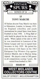 1993 West Midlands Collectors Centre Vintage Spurs #15. Toni Marchi Back