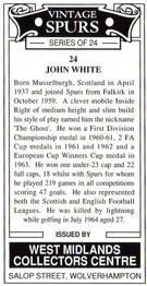 1993 West Midlands Collectors Centre Vintage Spurs #24. John White Back