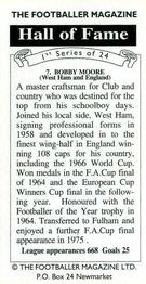 1994 The Footballer Magazine Hall of Fame #7 Bobby Moore Back