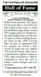 1994 The Footballer Magazine Hall of Fame #9 Nat Lofthouse Back