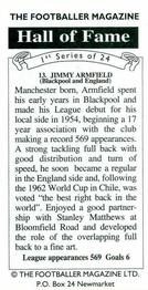 1994 The Footballer Magazine Hall of Fame #13 Jimmy Armfield Back