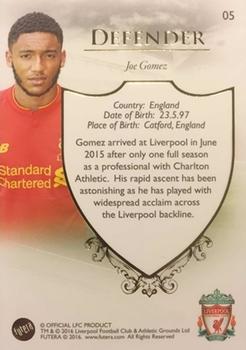 2016 Futera Unique Liverpool Premier #05 Joe Gomez Back