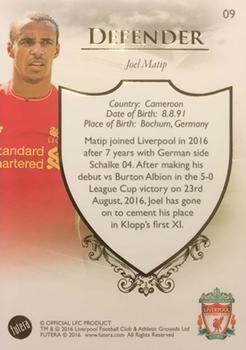 2016 Futera Unique Liverpool Premier #09 Joel Matip Back