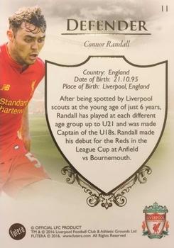 2016 Futera Unique Liverpool Premier #11 Connor Randall Back