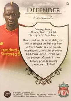 2016 Futera Unique Liverpool Premier #12 Mamadou Sakho Back