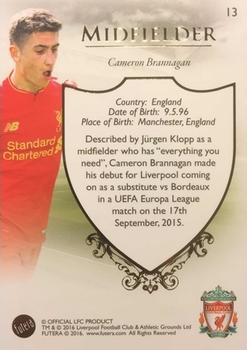 2016 Futera Unique Liverpool Premier #13 Cameron Brannagan Back