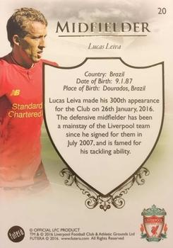 2016 Futera Unique Liverpool Premier #20 Lucas Leiva Back