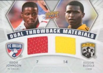 2012 Upper Deck MLS - Dual Throwback Materials #TB2-JB Eddie Johnson / Edson Buddle Front