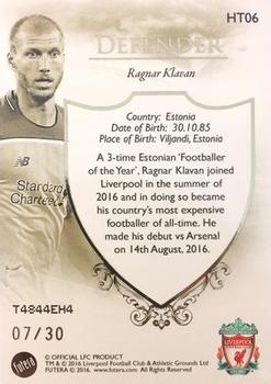 2016 Futera Unique Liverpool Premier - Heritage #HT06 Ragnar Klavan Back