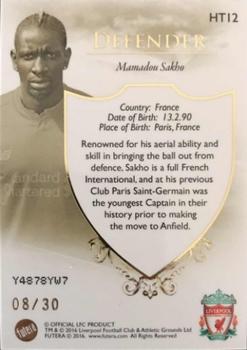 2016 Futera Unique Liverpool Premier - Heritage #HT12 Mamadou Sakho Back