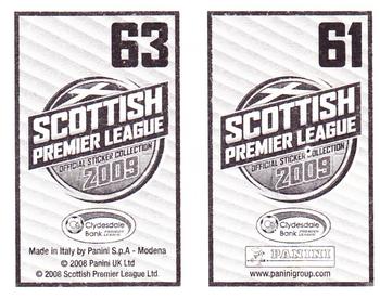 2009 Panini Scottish Premier League Stickers #61 / 63 Scott Brown / Georgios Samaras Back