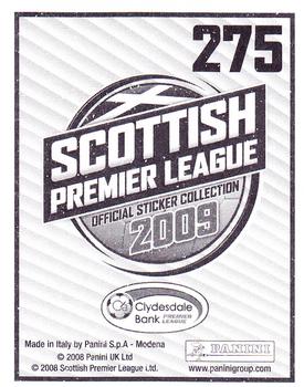 2009 Panini Scottish Premier League Stickers #275 Chris Hogg Back