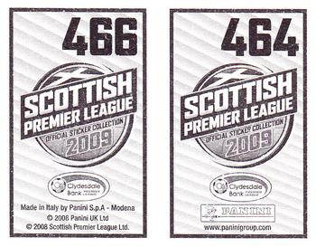 2009 Panini Scottish Premier League Stickers #464 / 466 Steven Whittaker / Steven Davis Back