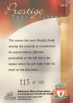 2001 Futera Platinum Prestige Liverpool #PRE15 Danny Murphy Back
