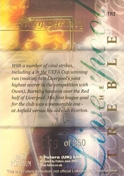 2001 Futera Platinum Liverpool The Treble #TR2. Nick Barmby Back