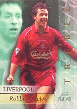 2001 Futera Platinum Liverpool The Treble #TR4. Robbie Fowler Front