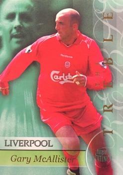 2001 Futera Platinum Liverpool The Treble #TR10. Gary McAllister Front
