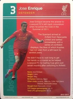 2012-13 Tin Concepts FC Legends Liverpool #NNO Jose Enrique Back