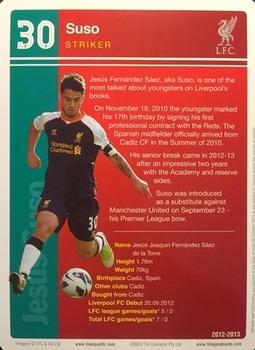 2012-13 Tin Concepts FC Legends Liverpool #NNO Suso Back