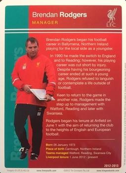 2012-13 Tin Concepts FC Legends Liverpool #NNO Brendan Rodgers Back