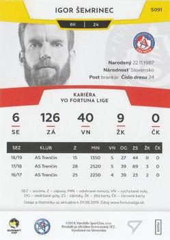 2019-20 SportZoo Futbalové Slovensko #S091 Igor Semrinec Back