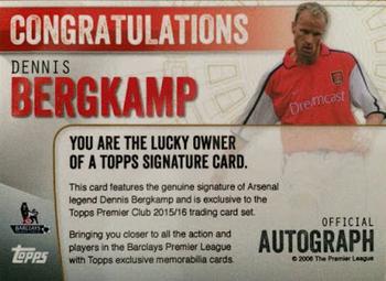 2015-16 Topps Premier Club - Signatures #NNO Dennis Bergkamp Back