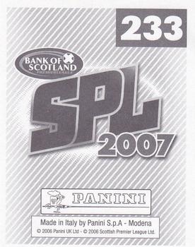 2007 Panini Scottish Premier League Stickers #233 Kevin Thomson Back