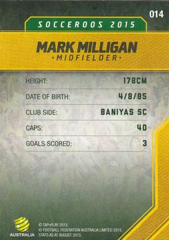 2015-16 Tap 'N' Play Football Federation Australia #14 Mark Milligan Back