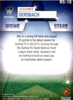 2015-16 Tap 'N' Play Football Federation Australia - Rising Stars #RS-10 Alex Gersbach Back