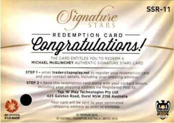 2015-16 Tap 'N' Play Football Federation Australia - Signature Stars Redemption #SSR-11 Michael McGlinchey Back